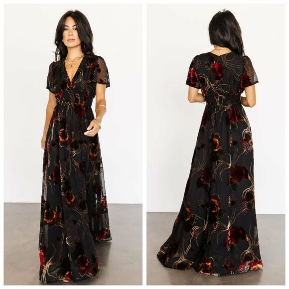 Baltic Born Dresses & Skirts - Baltic Born Valen Black Floral Maxi Dress